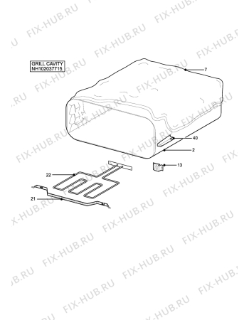 Взрыв-схема плиты (духовки) Tricity Bendix CSIE316BU (STRATA) - Схема узла H10 Grill cavity assy